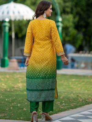 Women Ombre Dyed Regular Kurta with Trousers & With Dupatta 4