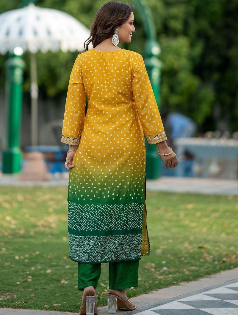 Women Ombre Dyed Regular Kurta with Trousers & With Dupatta