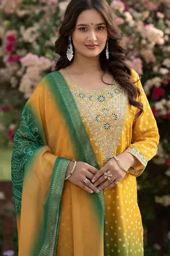 Women Ombre Dyed Regular Kurta with Trousers & With Dupatta