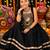Black fully flared roman silk girls chaniya choli for navratri & garba
