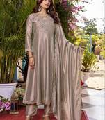 Women Ethnic Motifs Embroidered Panelled Thread Work Kurta with Trousers & With Dupatta