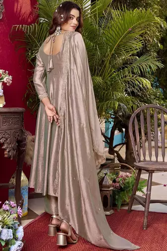 Women Ethnic Motifs Embroidered Panelled Thread Work Kurta with Trousers & With Dupatta