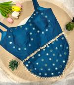 Blue navratri rayon silk blend mirror work blouse