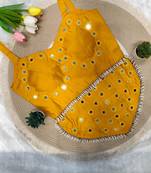 Yellow navratri rayon silk blend mirror work blouse