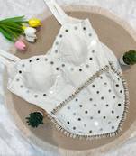 White navratri rayon silk blend mirror work blouse
