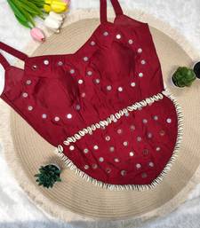 Wine navratri rayon silk blend mirror work blouse
