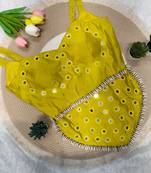 Lemon navratri rayon silk blend mirror work blouse