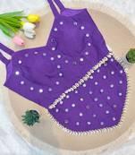 Purple navratri rayon silk blend mirror work blouse