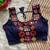 Navy blue navratri magic cotton blend blouse with mirror work