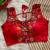 Red navratri magic cotton blend blouse with mirror work