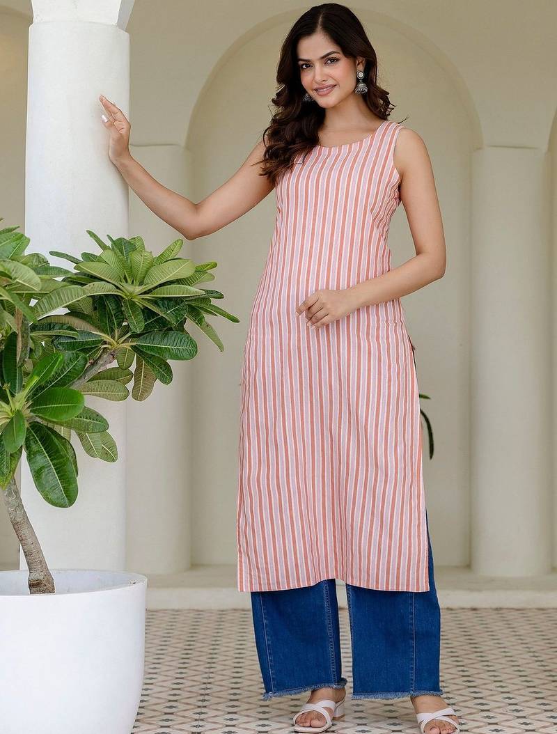 Women Striped Jacquard Kurta