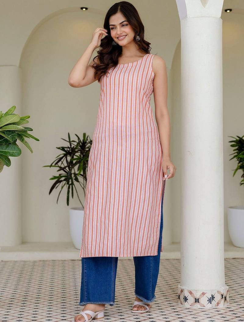 Women Striped Jacquard Kurta