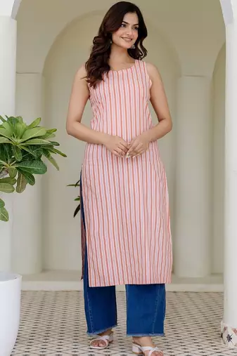Women Striped Jacquard Kurta
