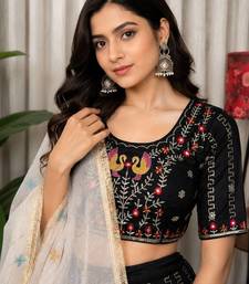 Black Color Embroidery malti Thred work and sequins work. And Aari mirror work Silk Blend Lahenga Choli Set 