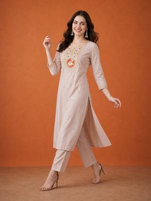 Women's Gorgeous Viscose Embroidery Straight Kurta with Pant And Dupatta Set 5