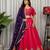 Rani Pink Embroidery and sequins Aari mirror Silk Blend Lahenga Choli Set 