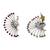 Silver plated red stones peacock motif ear cuffs