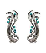 Aqua blue stones peacock head ear cuffs