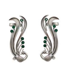 Emerald green stones peacock head ear cuffs