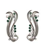 Emerald green stones peacock head ear cuffs