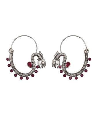 Ruby red stones kundan hoop earrings 1