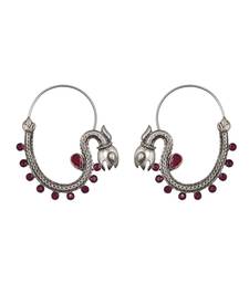 Ruby red stones kundan hoop earrings
