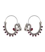 Ruby red stones kundan hoop earrings