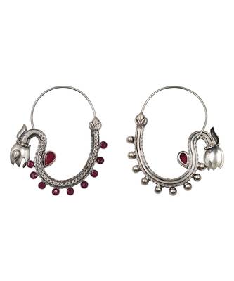 Ruby red stones kundan hoop earrings 2