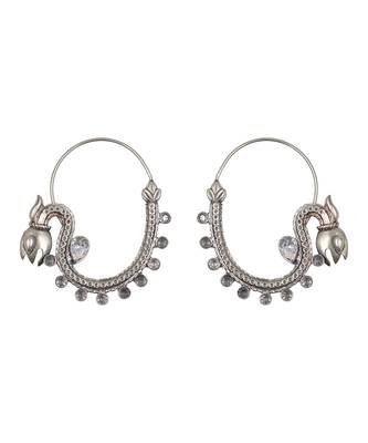 Silver plated kundan hoop earrings 1