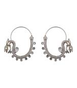 Silver plated kundan hoop earrings