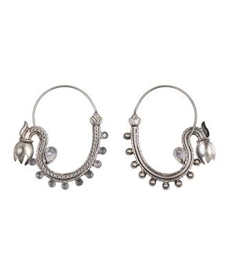 Silver plated kundan hoop earrings 2