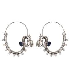 Dark blue stone kundan hoop earrings