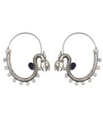 Dark blue stone kundan hoop earrings