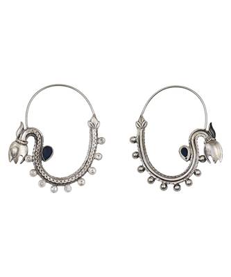 Dark blue stone kundan hoop earrings 2