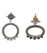 Silver plated green stone kundan stud earrings
