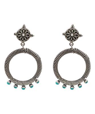 Silver plated aqua blue stones stud earrings 1