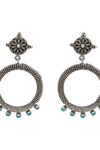 Silver plated aqua blue stones stud earrings