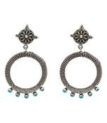 Silver plated aqua blue stones stud earrings