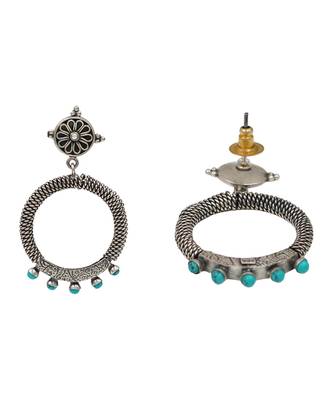 Silver plated aqua blue stones stud earrings 2