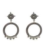 Silver plated pearl circular stud earrings
