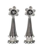 Silver plated white pearl dangler drop earrings