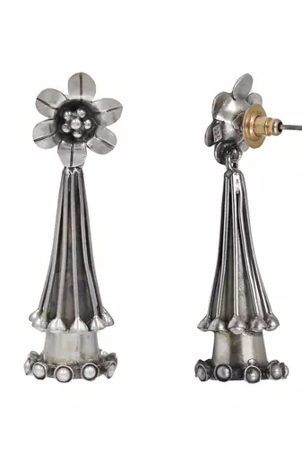 Silver plated white pearl dangler drop earrings