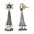 Silver plated green stone dangler drop earrings