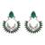Silver plated green stone kundan chandbali earrings