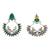 Silver plated green stone kundan chandbali earrings