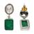 Silver plated emerald green oval drop earrings