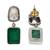 Silver plated emerald green cushion drop earrings