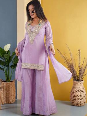 Women Regular Sequinned Kurta with Sharara & With Dupatta 1