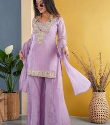 Women Regular Sequinned Kurta with Sharara & With Dupatta