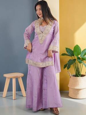 Women Regular Sequinned Kurta with Sharara & With Dupatta 3